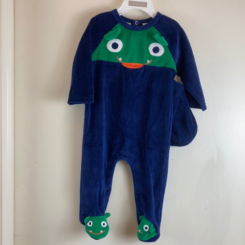 🌞First Impressions New Dark Blue Monster Theme & Little Hat Footie Sleeper C117